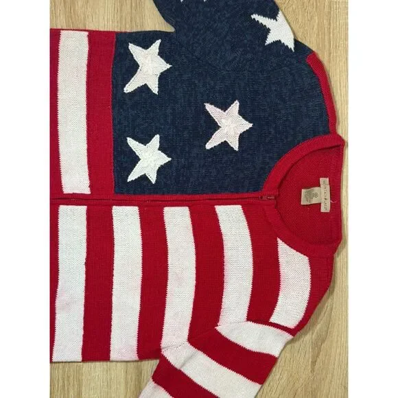 Mountain Lake Americana Flag Zip-Up Knit Cardigan Vintage 90s Patriotic 4th July - Picture 10 of 10